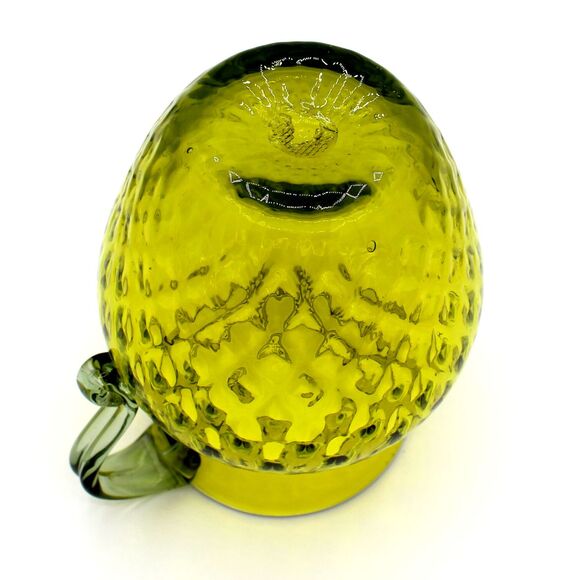 Vintage 1960s Mid-Century Modern Green Diamond Optic Glass Pitcher Decanter Vase - Picture 8 of 9